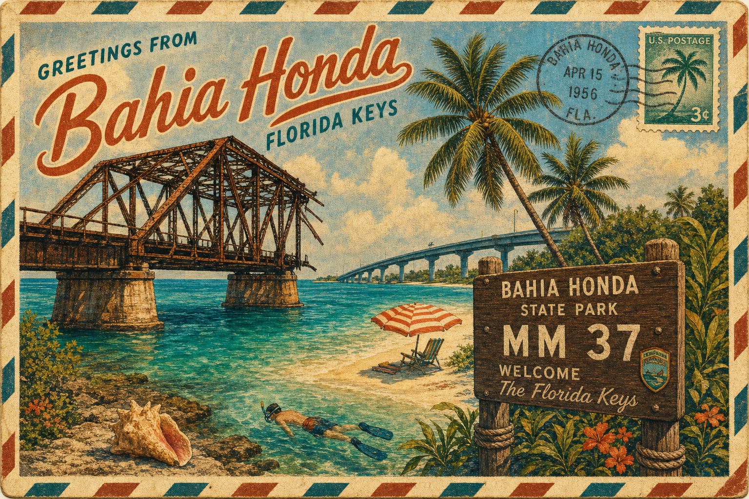 Bahia Honda postcard — MM 37