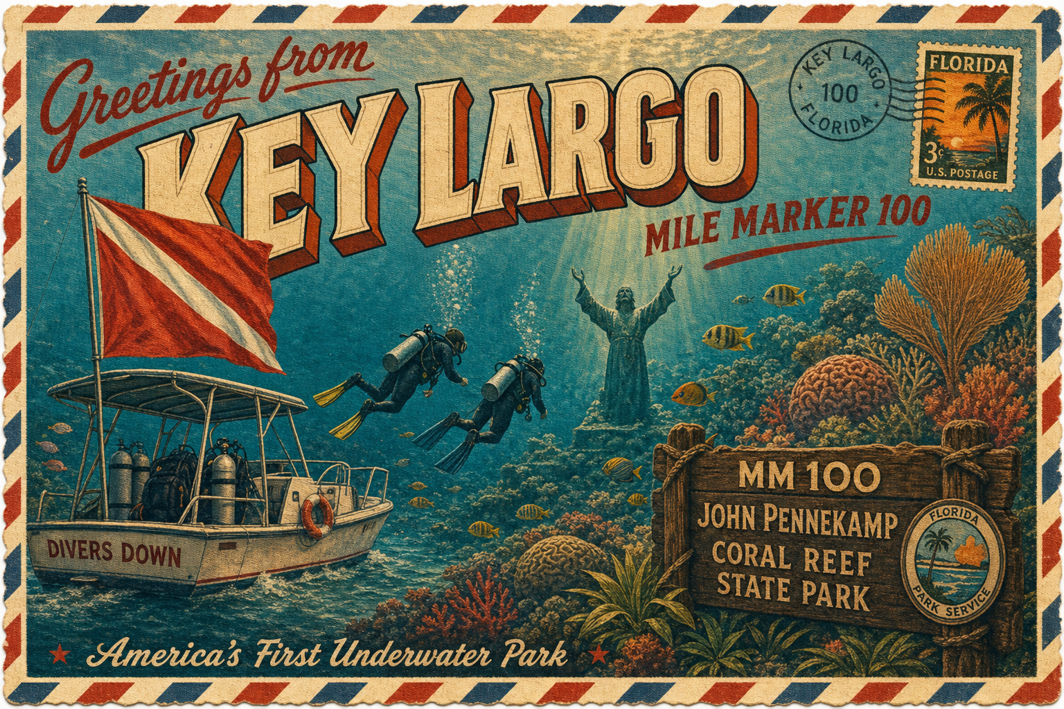 Key Largo postcard — MM 100